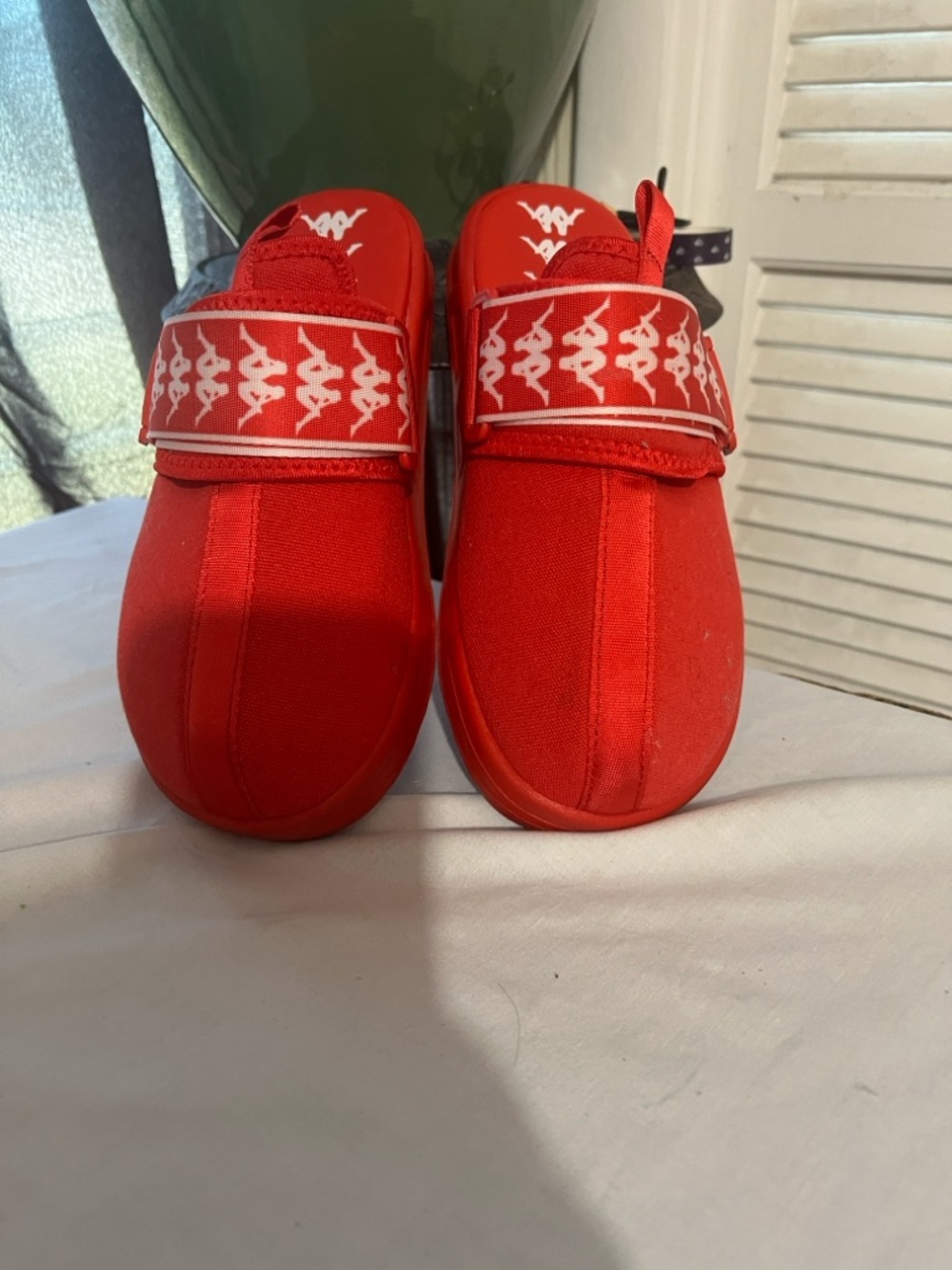 Kappa Red Velcro Strap Sneakers with White Logo Trim